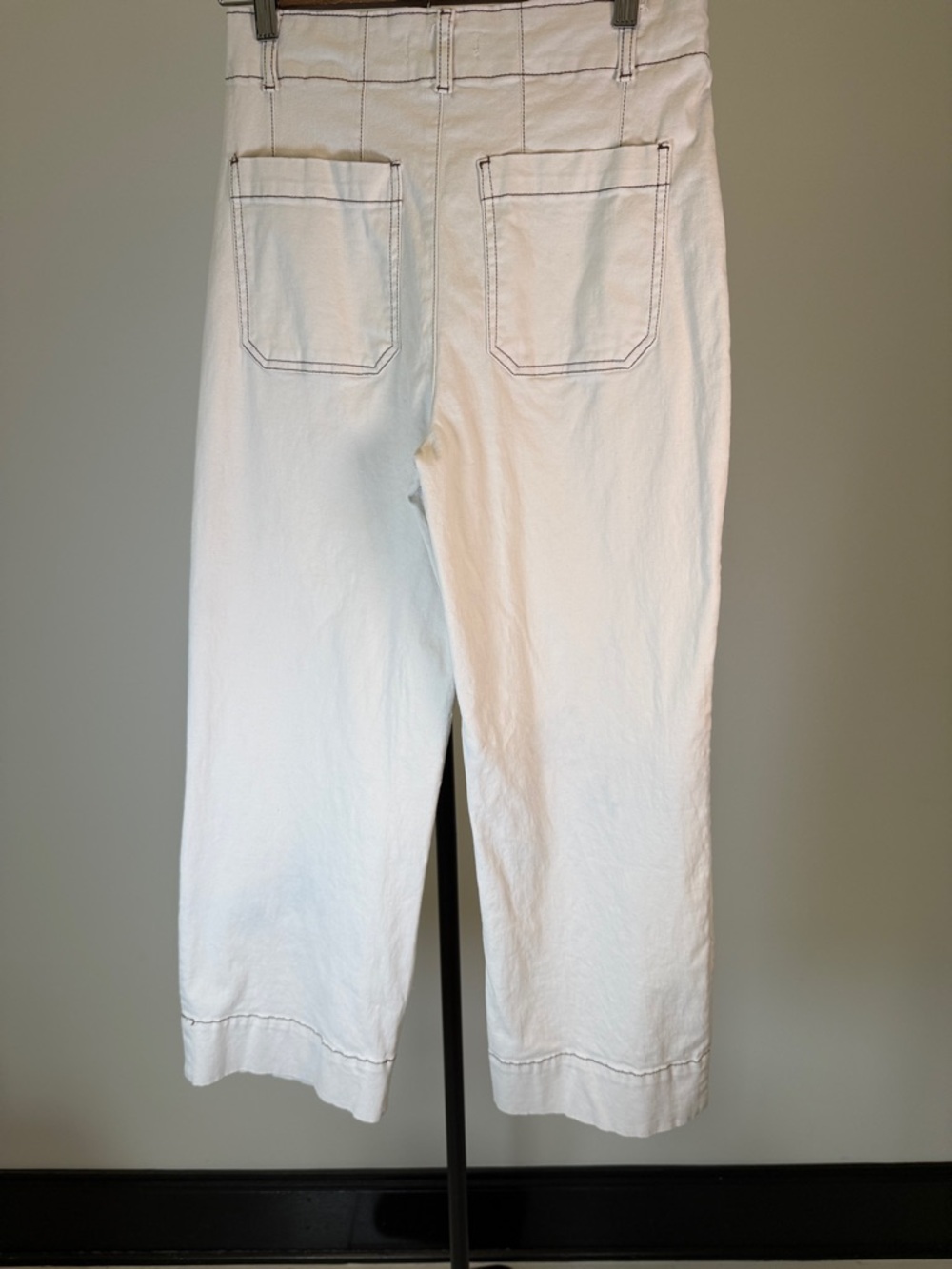 Bagatelle Contrast Stitch Wide Leg Crop Pants - Cream - Size 6 - Picture 5 of 10